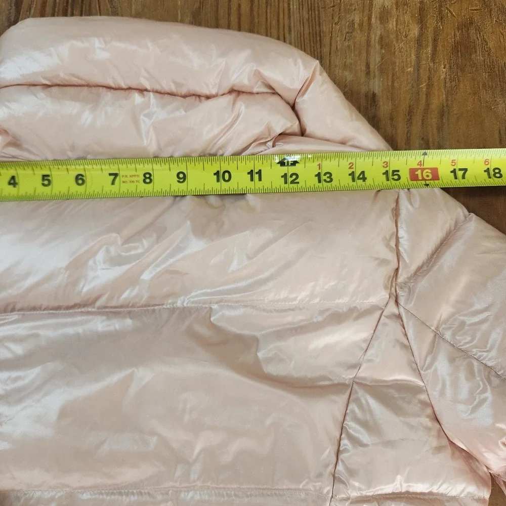 Lands End Full Double Zip Down Puffer Jacket Coat Women's XS Metallic Pink‎ Snow